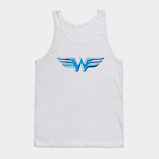 Letter W Flying Bird Wings with Embossed sparkling Metallic Effect Tank Top